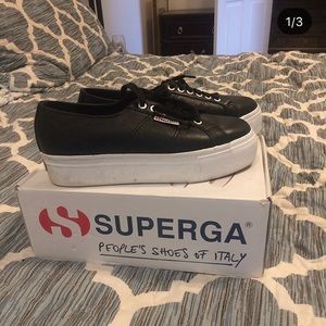 Superga black leather shoes